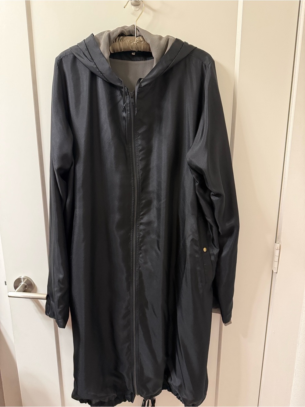 Nomad silk Black Jacket with grey silk lining.